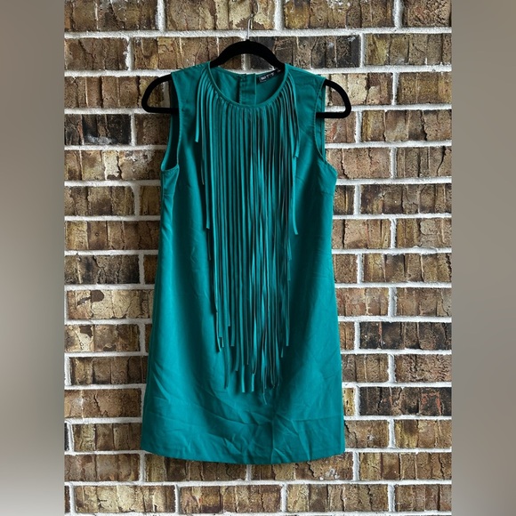 Zara Blue Pleated Sheath Mini Dress - Picture 6 of 11